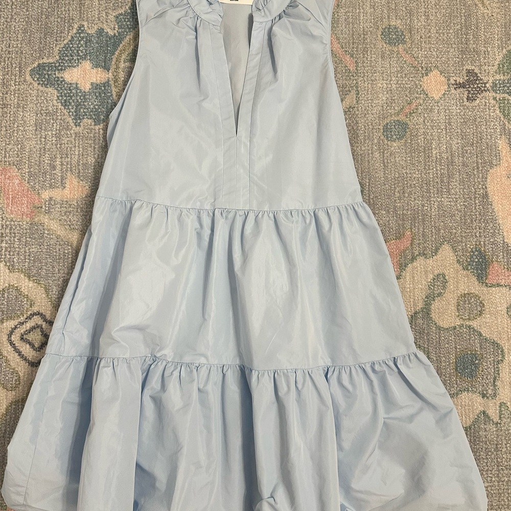 Amanda Uprichard Blue Tiered Sleeveless Sundress